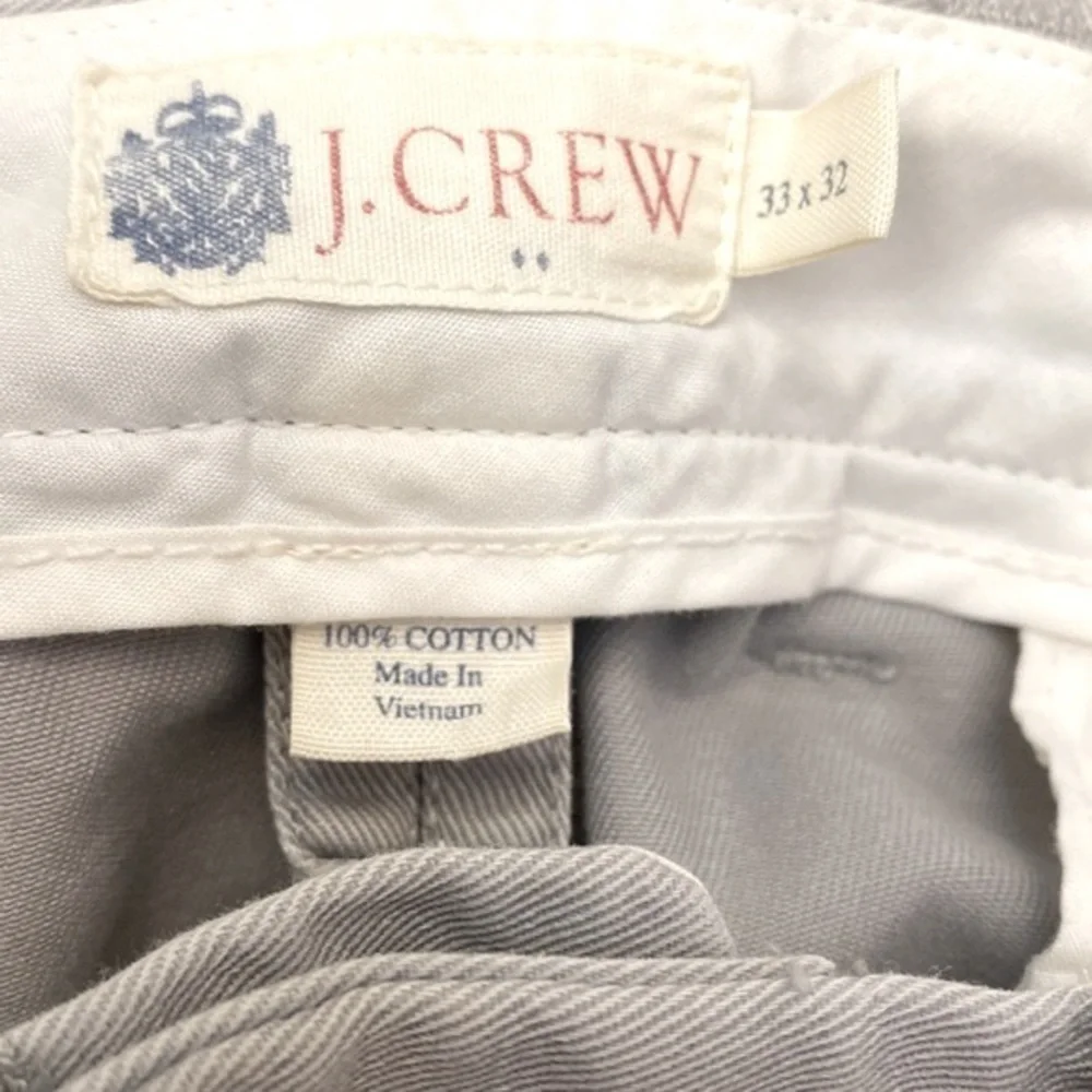 Men’s Grey J. Crew 100% Cotton Chino Pants Size 33 x 32